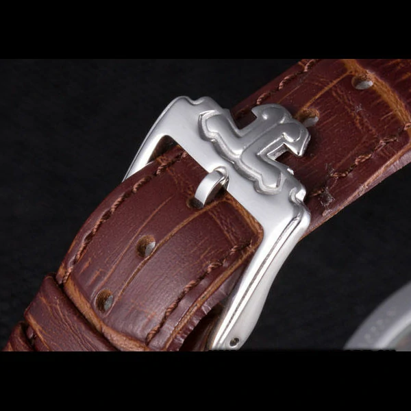 Jaeger Lecoultre Tourbillon Perpetuel Silver Bezel Brown Leather Band new59708
